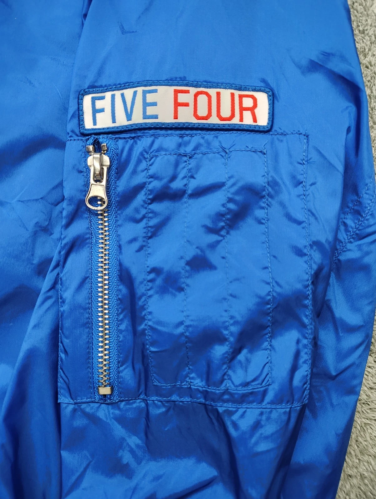 Five Four Grand AC Men’s Zip Up Bomber Flight Jacket Size M Royal Blue Air Force image 2