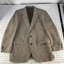 Harris Tweed Blazer Stafford Sz 44R Brown Wool Jacket Old Money Academia Vintage