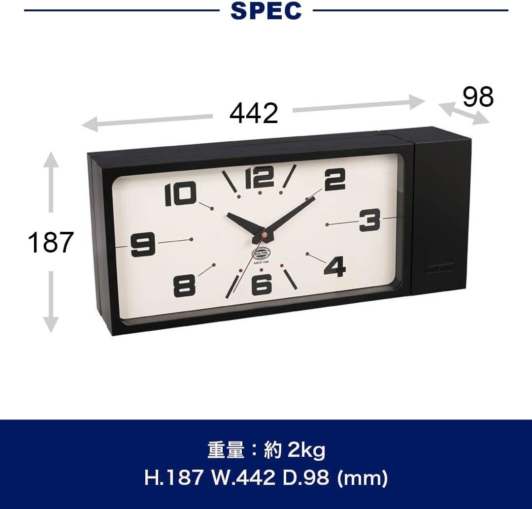 Dulton Double Face Wall Clock H21-0362BK Black Rectangle Magnet