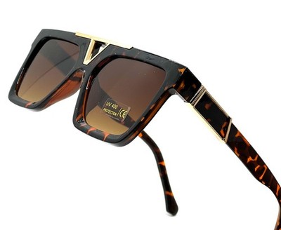 Men's SUNGLASSES DESIGNER SQUARE RETRO GOLD FRAME SHADES GANGSTER STYLE FASHION