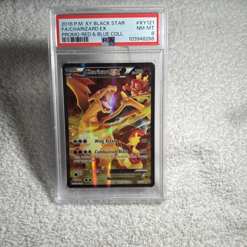2016 POKEMON XY BLACK STAR PROMO RED & BLUE COLL FULL ART/CHARIZARD EX PSA 8
