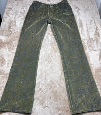 Vintage Esprit Y2K Velvet Crinkle Jeans Straight Leg Green Moss Size 5 (28''x30'')