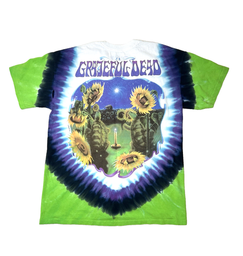 Repro Grateful Dead T-Shirt Erwachsene L Liquid Blue Schildkröten Sonnenblumen Batik LOCH - Bild 3 von 7