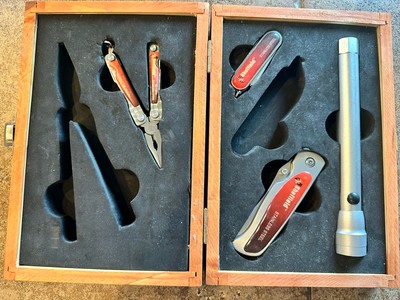 Sheffield 6 Piece Multi Tool & Flashlight Set In Wood Boxed Missing 2 Pieces
