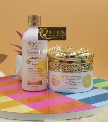 Easy Glow  Vitamin. C Whitening Serum. 100ml X   Vit. C Whitening Face Cream 60g