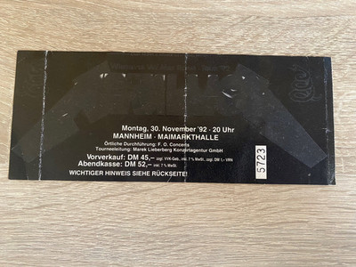 Metallica - Ticket 1992 Mannheim - Konzert Karte - Wherever we may roam Tour