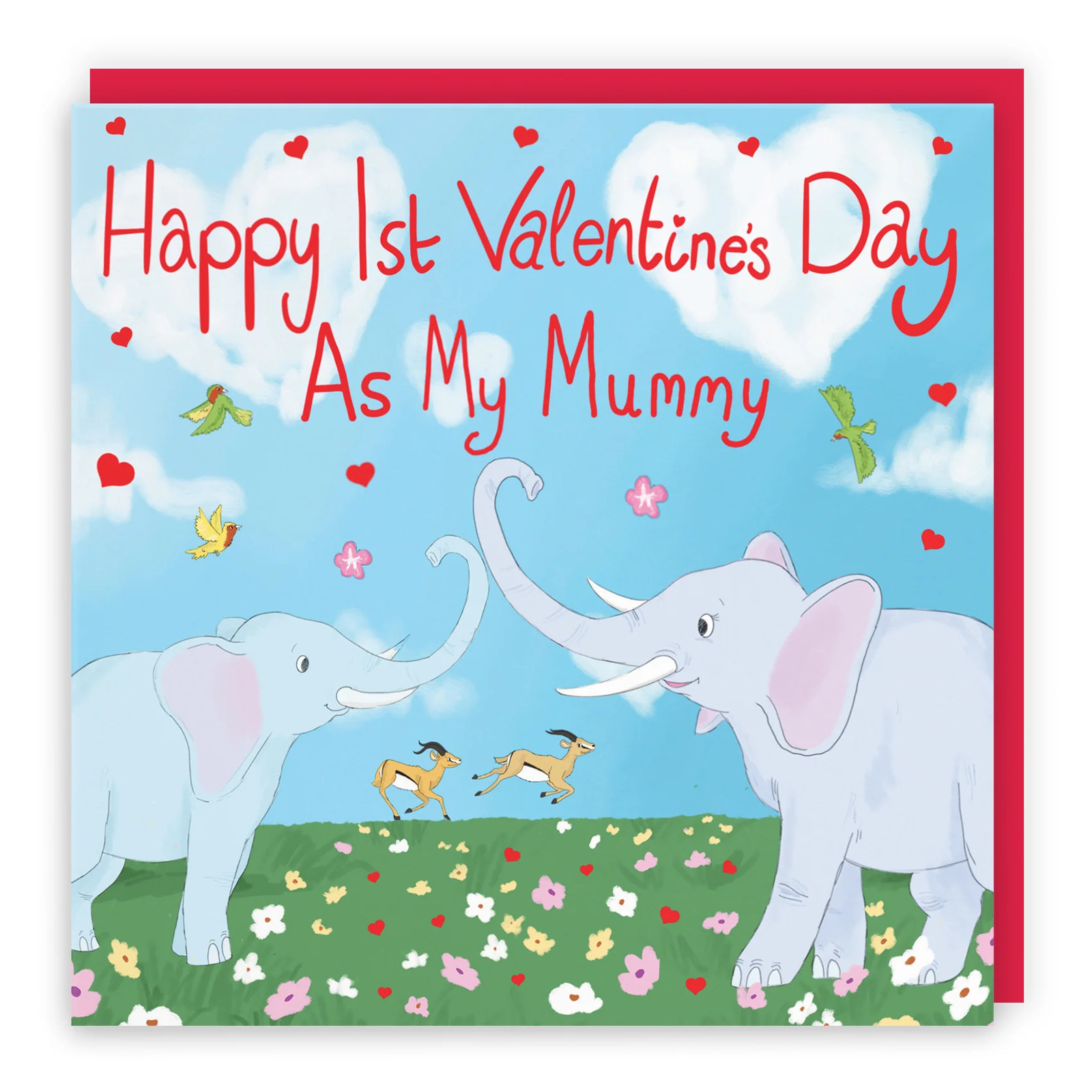 Mummy 1st Valentine's Day Elephants Card Cute Animals