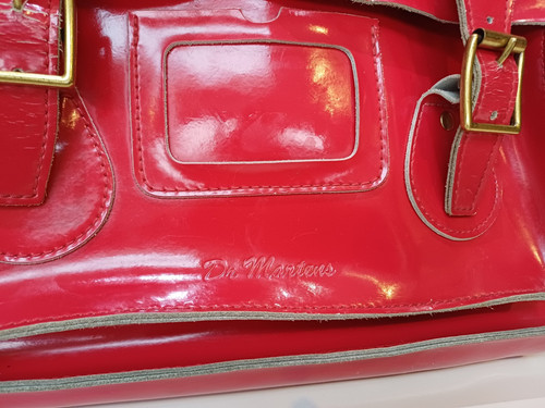Dr. Martens 14" Lipstick Red Patent 100% Leather Messenger Satchel Shoulder Bag - Picture 3 of 21