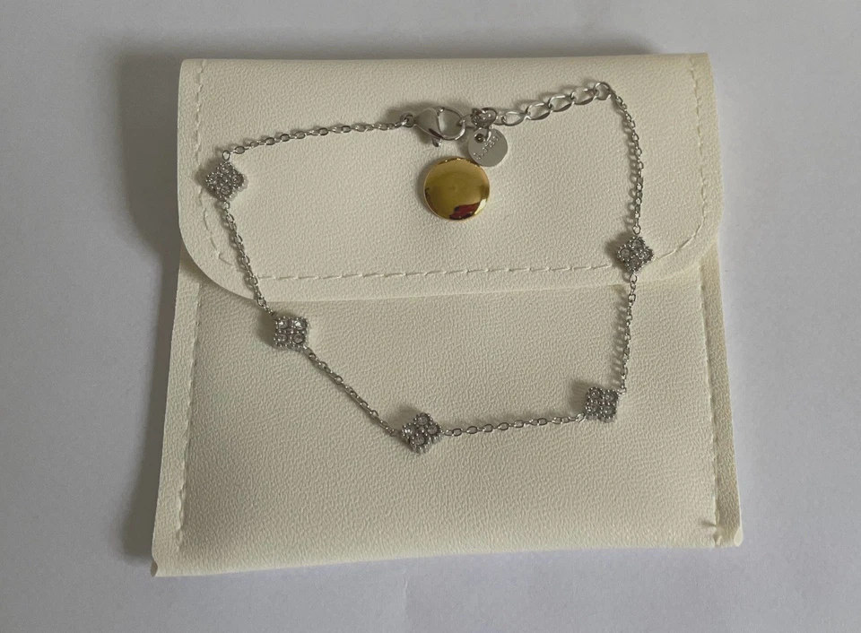 bracelet acier inoxydable femme Argenté Trèfle Et Strass - Photo 3/4