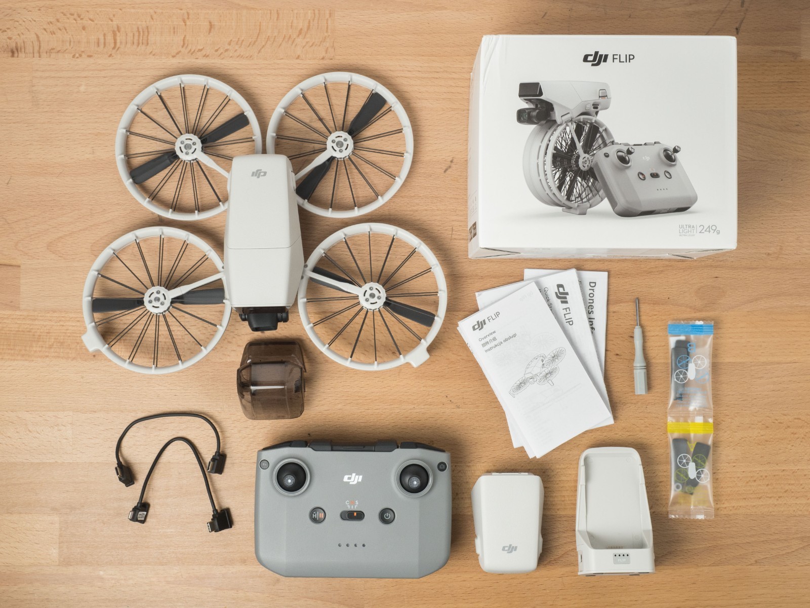 DJI Flip Drone with RC-N3 Remote Controller,  2 Batteries, Charging Hub + Extras-image
