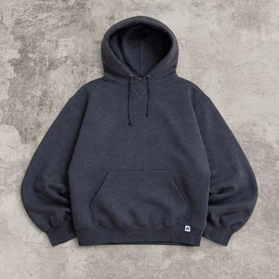 Russell Athletic Hoodie Dark Heather Grey XL 90s Vintage USA Style
