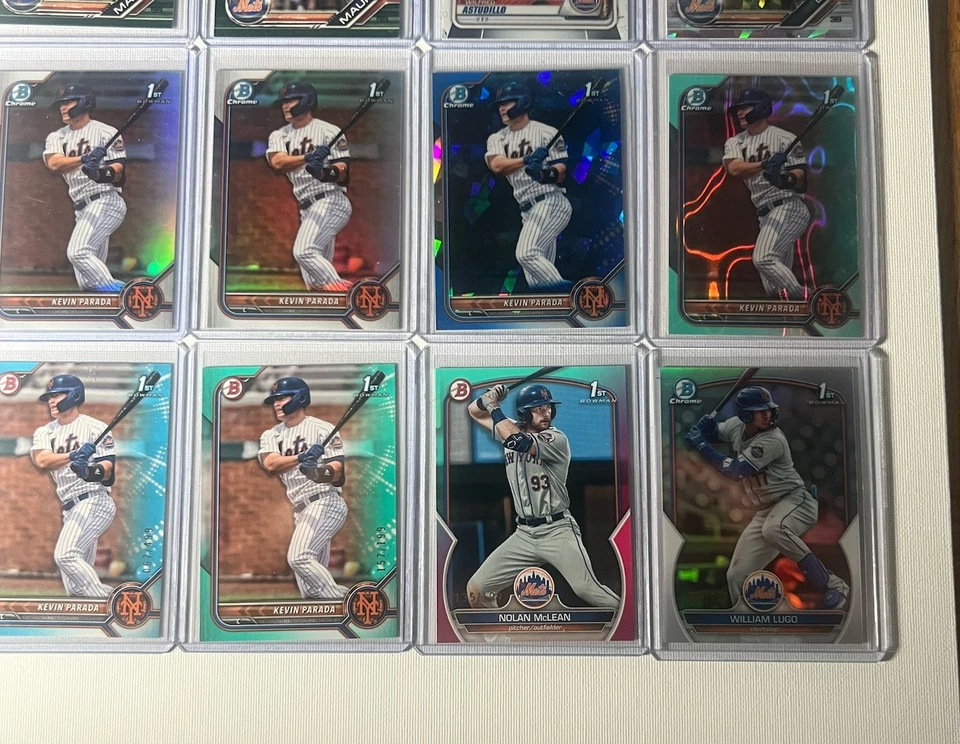 LOTE DE TARJETAS SURTIDAS NY METS 100 2022/23/24 numeradas, paralelas, novatos, Bowman 1 Foto 3 de 4