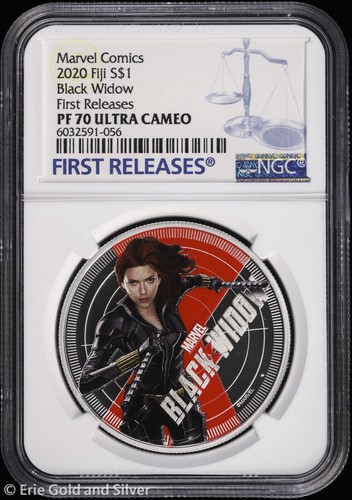 2018 Fiji Proof Black Widow 1 oz Silver Coin & Pin Set w/ OGP NGC PR 70 UC - Picture 2 of 5