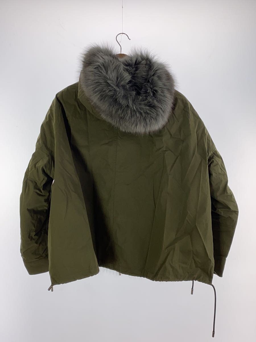 YVES SALOMON ALTRA PELLICCIA DI VOLPE GIACCA MILITARE CORTA 34 NYLON kaki usata