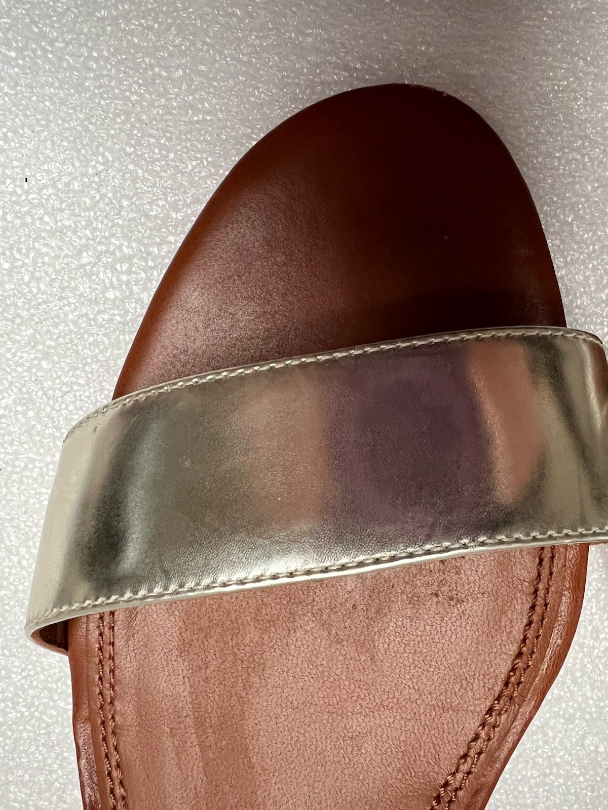 Tory Burch Tan & Gold Strappy Leather Sandals Block Heel Sz 11 thumbnail 2