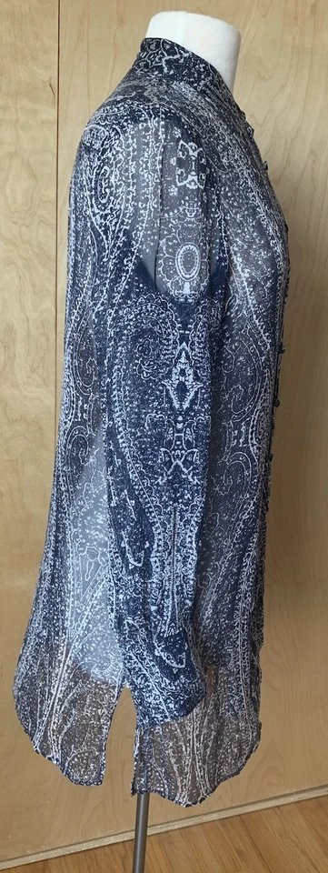 Blusa túnica BROOKS BROTHERS seda gasa cachemira M Foto 2 de 4