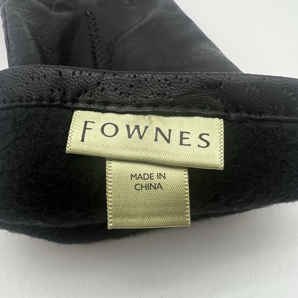 Guantes de cuero negro Fownes, vintage, forro de poliéster WPL9522 talla 7,5 Foto 4 de 4