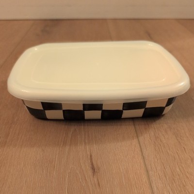 MacKenzie Childs Courtly Check rectangular Enamel Storage Container with Lid