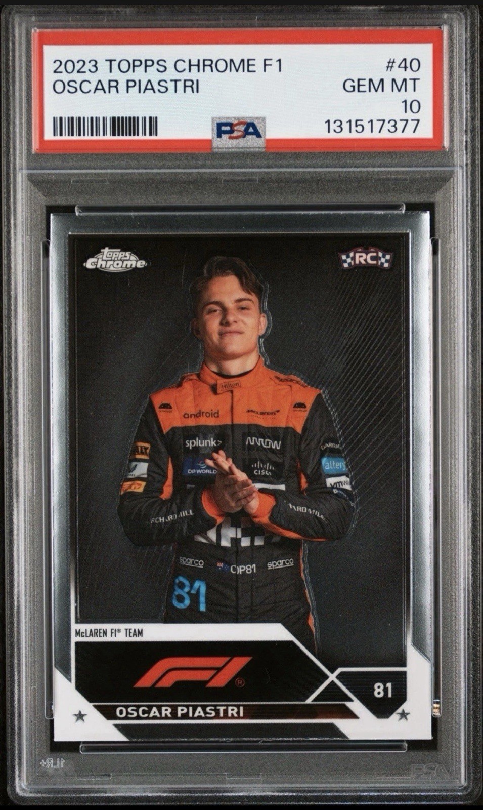 2023 Topps Chrome Formula 1 F1 Drivers Oscar Piastri #40 PSA 10 GEM MT