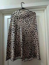 Leopard Print Skirt - Silky Satin Elastic Waist Size Medium