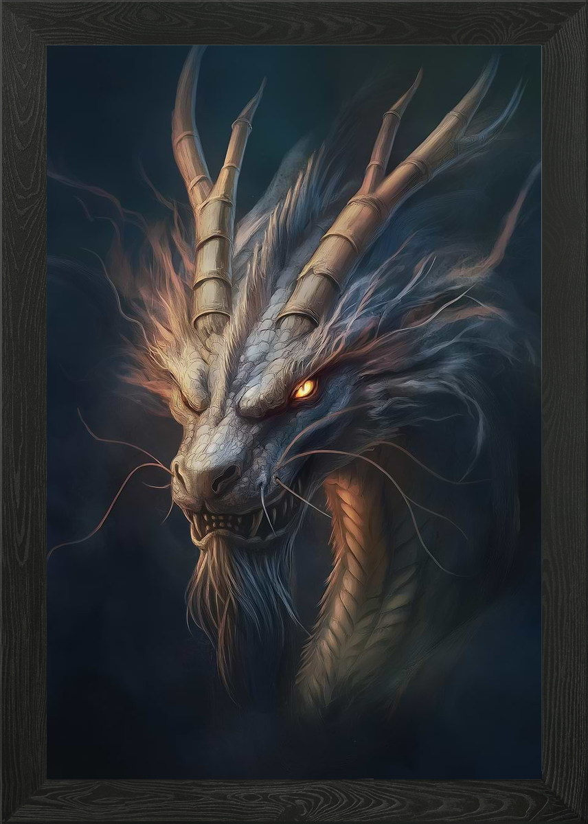 Dragon Portrait Framed Wall Art Poster Canvas Print Picture