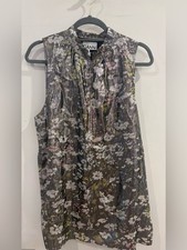 Ganni Metallic Floral Sleeveless Top in Black...