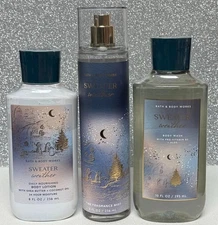 Set Of 3 Bath & Body Works Sweater Weather Fragrance Mist Lotion & Shower Gel T