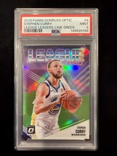 2018 Donruss Optic Stephen Curry #8 PSA 9 47/149 League Leaders Lime Green Prizm