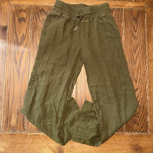 Quince 100% European Linen Wide Leg Pants Small Martini Olive Resortwear