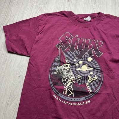 Styx Man of Miracles tour Maroon Short Sleeve T shirt Classic tee NH25780
