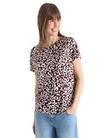Cecil Shirt Leinen-Look Leo-Print Rich Burgundy XS Damenbluse