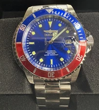 INVICTA Automatic PRO DIVER STAINLESS STEEL BLACK DIAL PEPSI BEZEL QUARTZ 47354