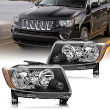 Halogen Pair Headlamp For 2011-2013 Jeep Grand Cherokee/11-17 Compass Headlights