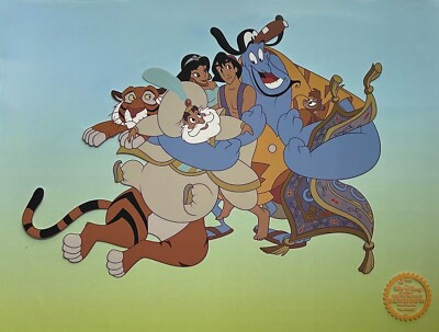 Disney ALADDIN JASMINE GENIE Limited Edition Sericel Animation Art