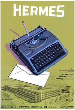 Art Deco Giclee Print of Hermes Typewriter colorized fashionable sexy  thumbnail