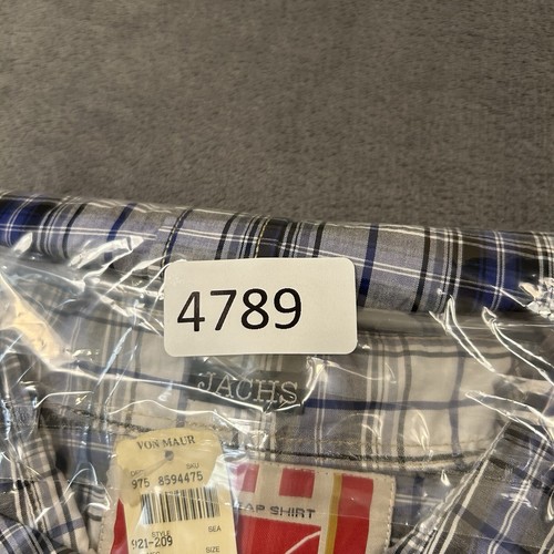 Jachs Shirt Mens Extra Large Blue White Plaid Button Up Long Sleeve Work New - Picture 10 of 10
