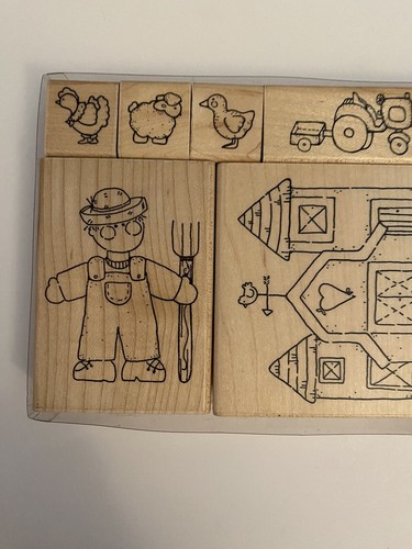 CTMH 6012 Farm Set 9 Wood Mounted Rubber Stamps RS4 - Picture 3 of 7