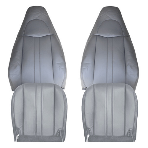 For 03-14 Chevy Express Driver & Passenger Replacement Leather Seat Cover Gray - Picture 1 of 18