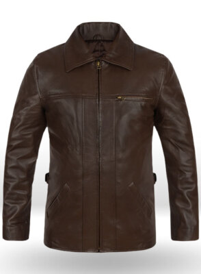 LEONARDO DICAPRIO INCEPTION BROWN COLLARED PURE LAMBSKIN LEATHER