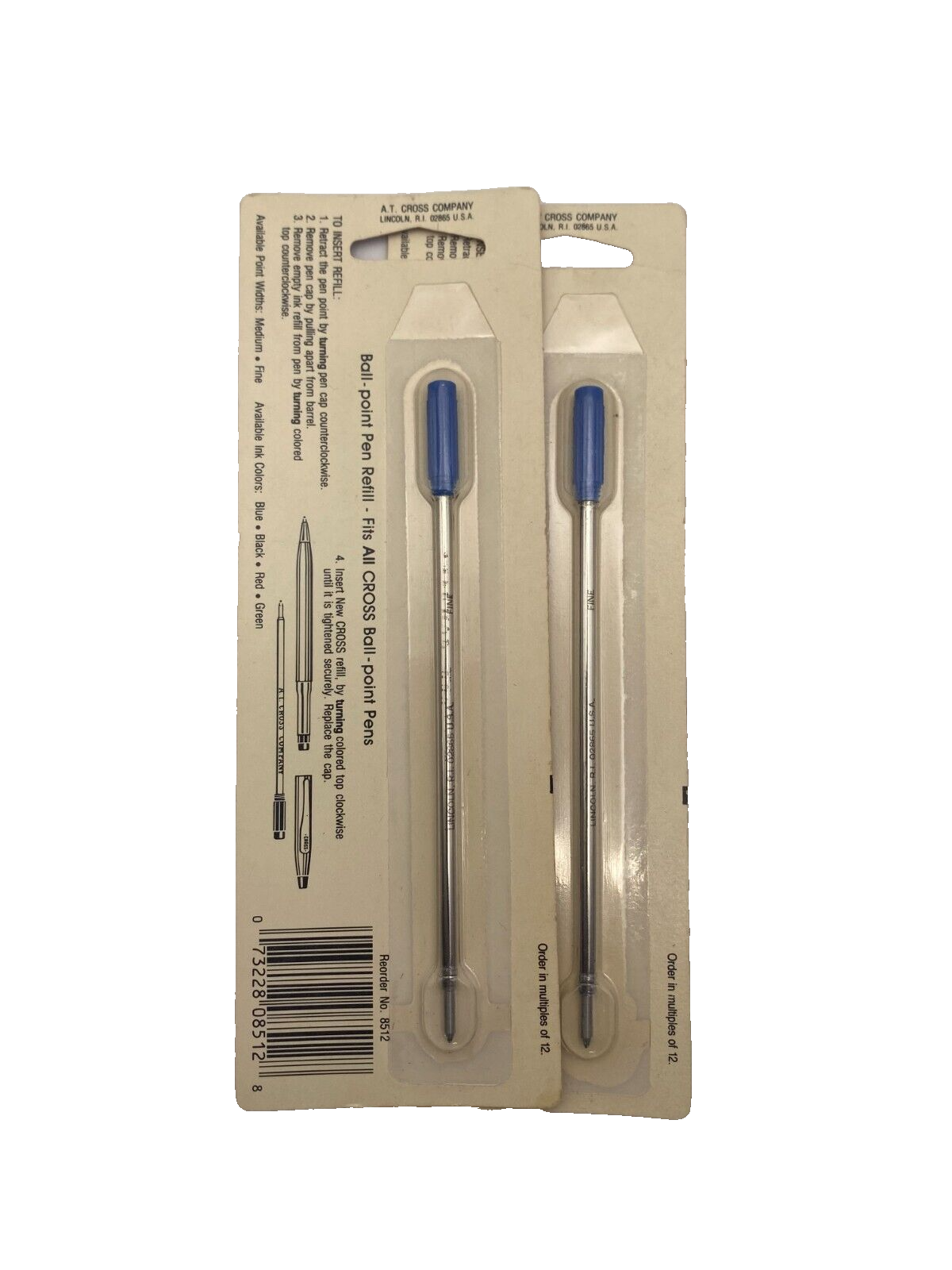 Vintage Cross BLUE FINE POINT 8512 Ballpoint Pen Refill LOT OF 2 eBay