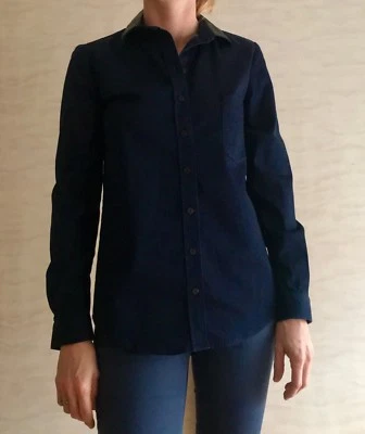Chemise jean brut ZAPA et empiècement cuir, taille XS - Photo 1/4