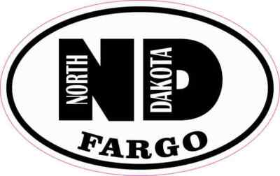 4in x 2.5in Oval ND Fargo North Dakota Sticker