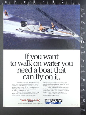 1990 ADVERTISEMENT for Sanger Barefoot ski speed power boat