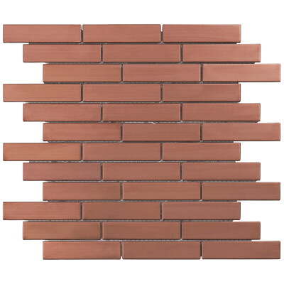 Aluminum Metallic Metal 1/3 offset Linear Interlocking Mosaic Tile Backsplash