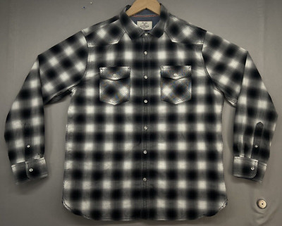 Flag & Anthem Western Button Shirt Mens XL -Long Sleeve-Pearl Snaps-Casual-Dress
