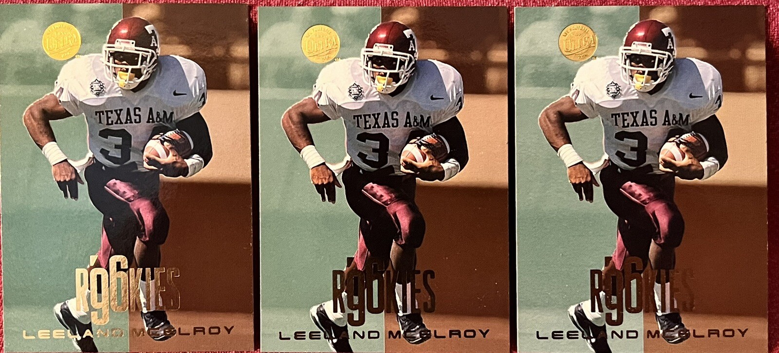 (3) 1996 Fleer Ultra Leeland McElroy Rookie #174 Arizona Cardinals RC