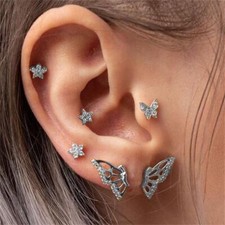 6 Pieces Butterfly Stars Stud Earrings Set