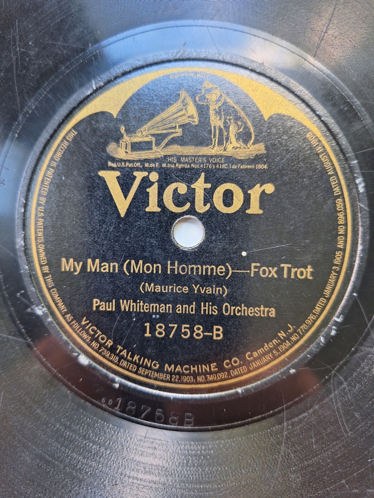 Paul Whiteman My Man/Cherie Victor 18758 78RPM 1921