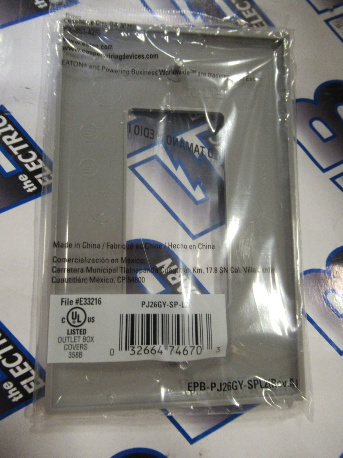 Eaton PJ26GY-SP (BOX OF 40) 1 GANG Gray Decora Midsize Wall Plate -NEW-B