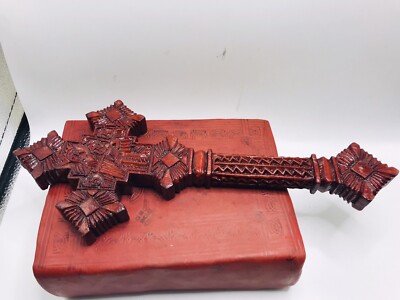 ETHIOPIAN ORTHODOX PRIESTS HAND CARVED WOOD HANDHELD BLESSING